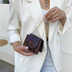 Small Square Crossbody Bag Korean Summer Style Chain Embossed Stone Grain