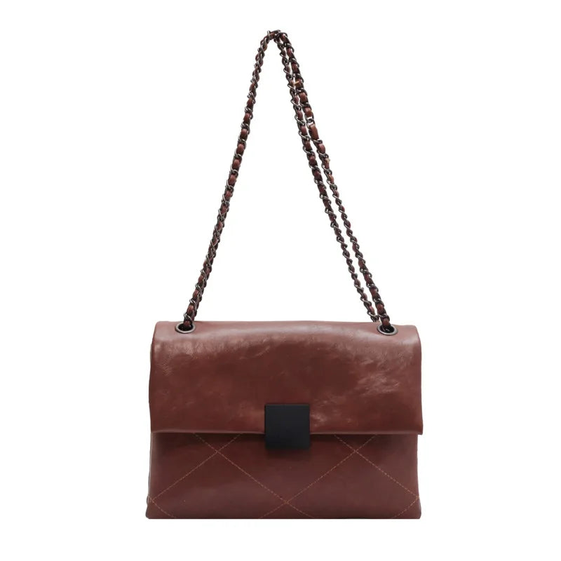 Women's Chain Crossbody Bag PU Leather Messenger Bag