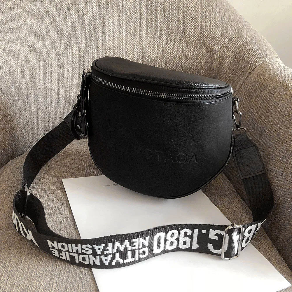 Vintage Semicircle Crossbody Bag PU Leather Shoulder Handbag