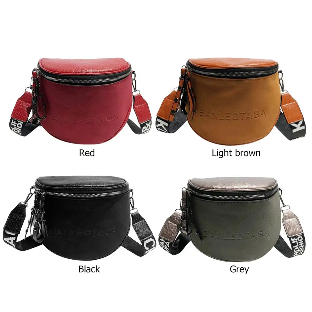 Vintage Semicircle Crossbody Bag PU Leather Shoulder Handbag