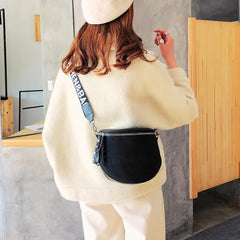 Vintage Semicircle Crossbody Bag PU Leather Shoulder Handbag