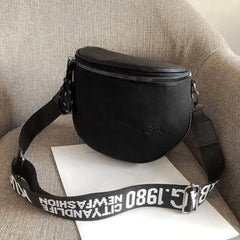 Vintage Semicircle Crossbody Bag PU Leather Shoulder Handbag