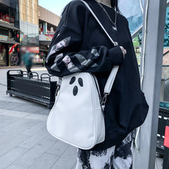 Funny Devil Ghost Crossbody Bag PU Leather Small Zipper Travel