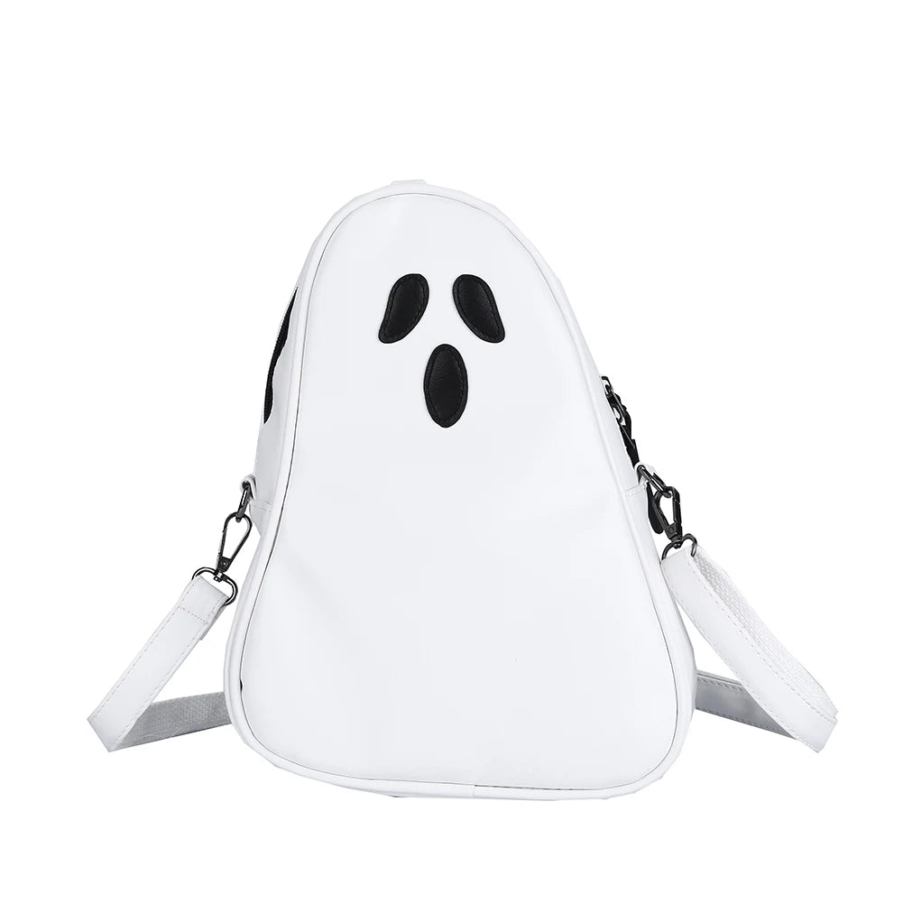 Funny Devil Ghost Crossbody Bag PU Leather Small Zipper Travel