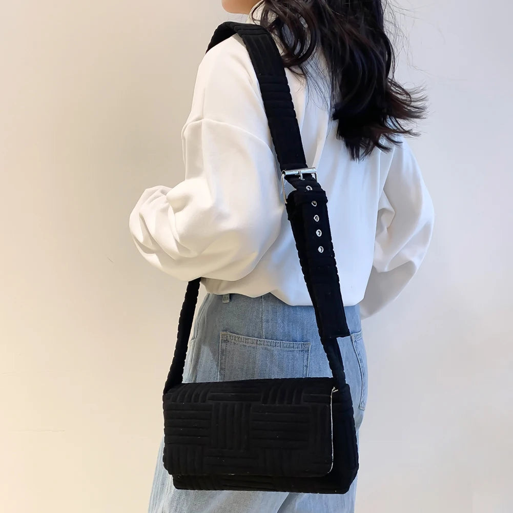 Corduroy Crossbody Bag Women Square Messenger Handbag Spring Satchel