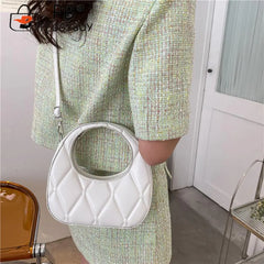 Women Round PU Leather Crossbody Bag for Outdoor Shopping