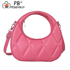 Women Round PU Leather Crossbody Bag for Outdoor Shopping