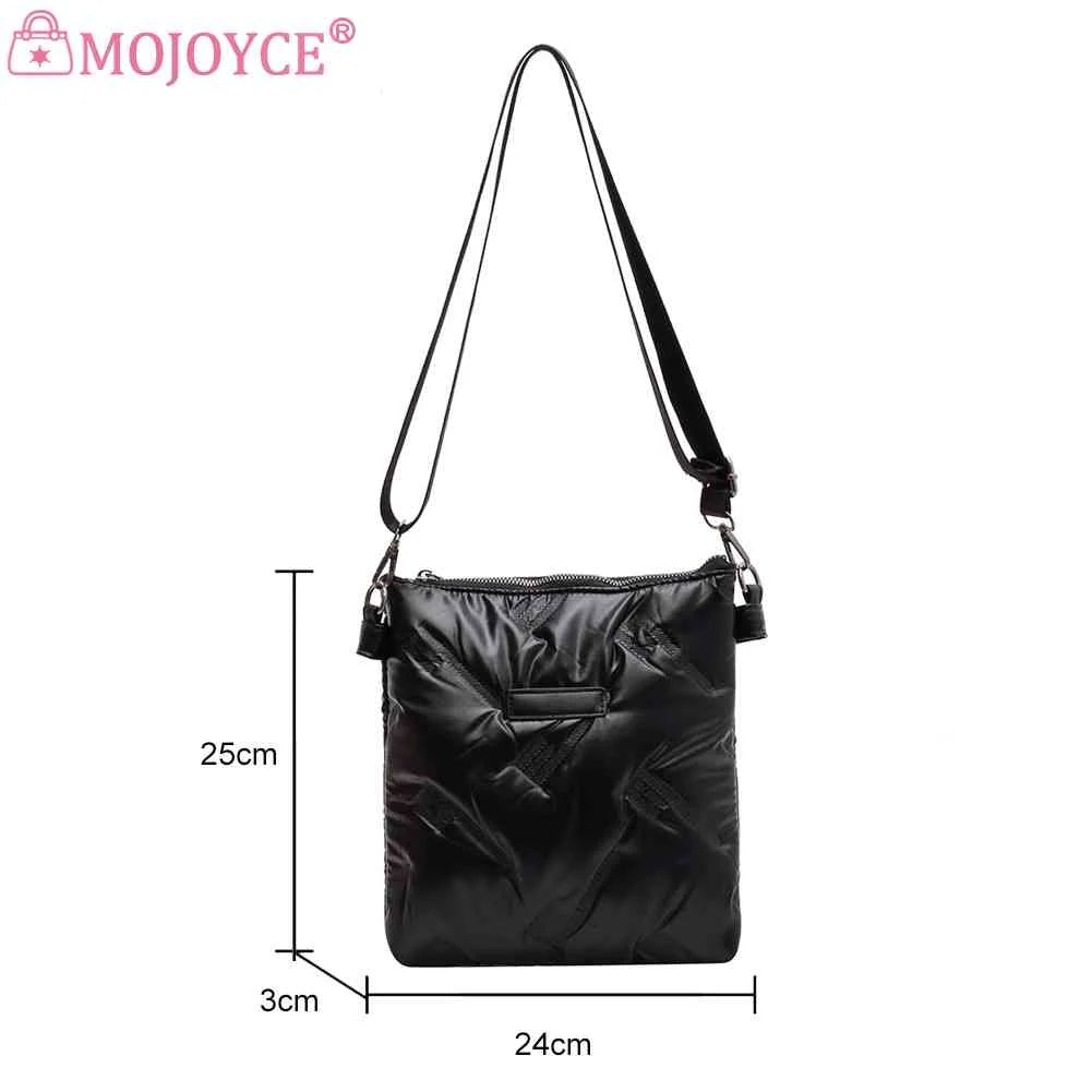 Quilted Cotton Padded Crossbody Handbag Solid Hand Bags Women Zipper for Travel