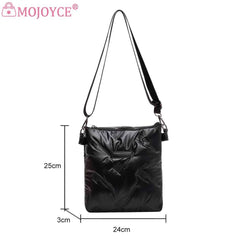 Quilted Cotton Padded Crossbody Handbag Solid Hand Bags Women Zipper for Travel