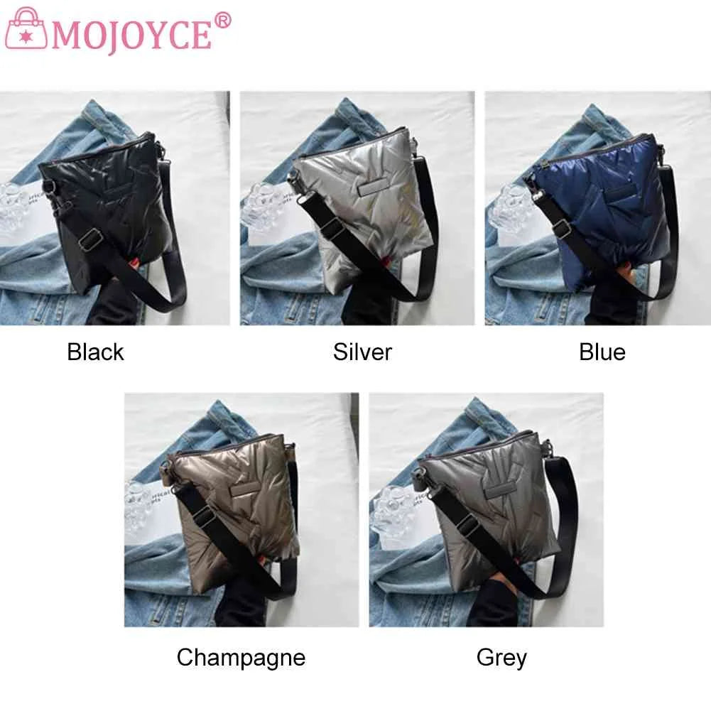 Quilted Cotton Padded Crossbody Handbag Solid Hand Bags Women Zipper for Travel