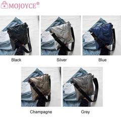 Quilted Cotton Padded Crossbody Handbag Solid Hand Bags Women Zipper for Travel