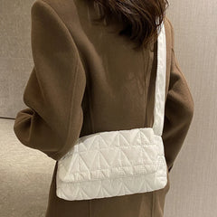 Quilted Rhombus Crossbody Bag Women Handbag Small Square Flap Cotton Padded