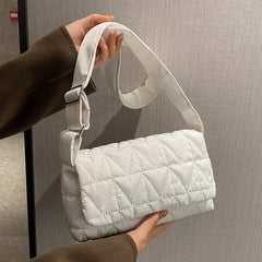 Quilted Rhombus Crossbody Bag Women Handbag Small Square Flap Cotton Padded