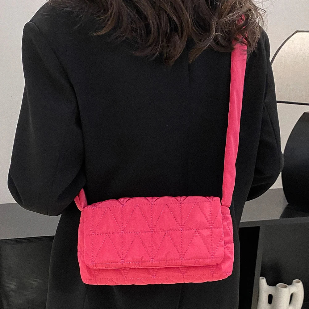 Quilted Rhombus Crossbody Bag for Women Small Square Flap Pocket Purse