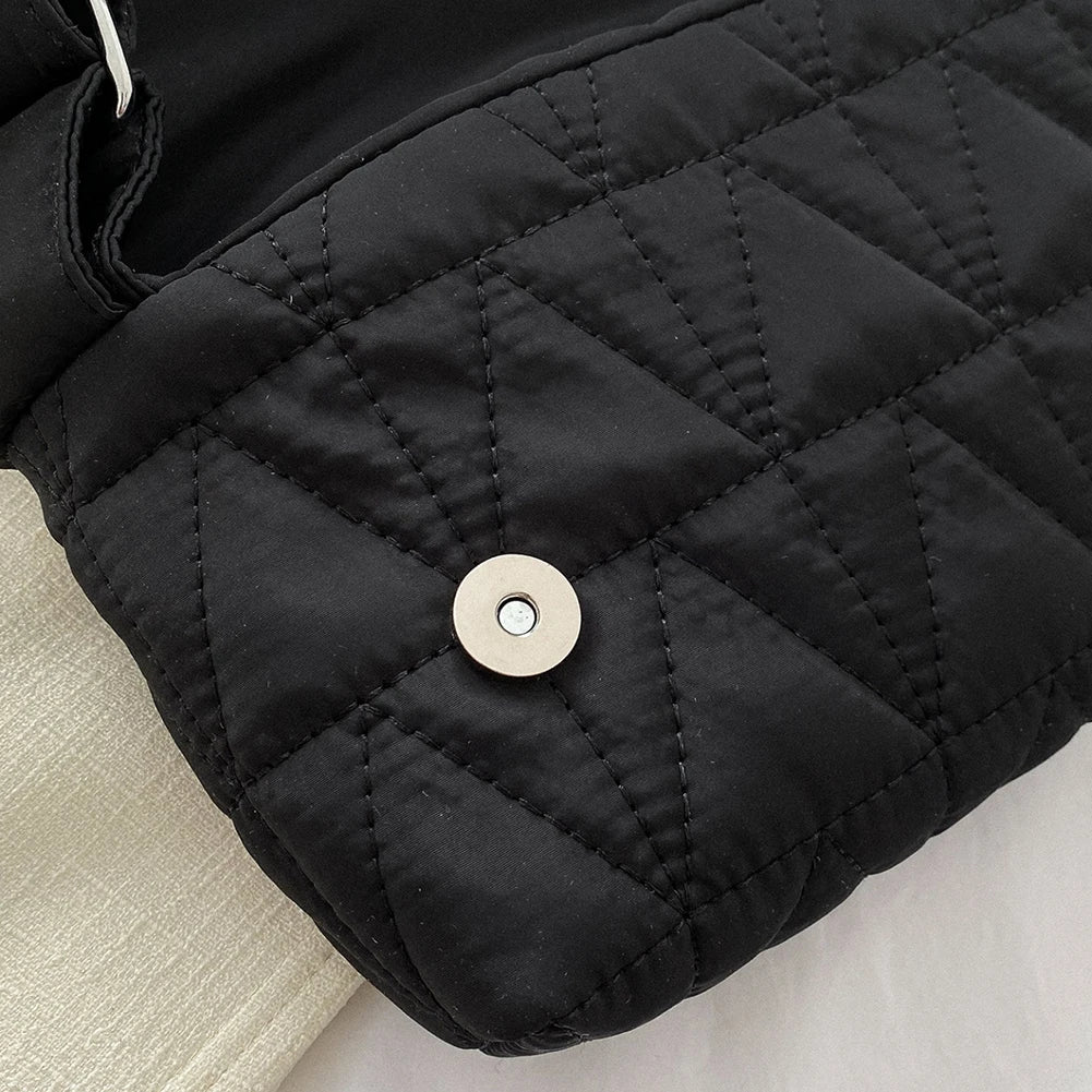 Quilted Rhombus Crossbody Bag Women Handbag Small Square Flap Cotton Padded