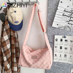Plaid Shoulder Tote Bag Zipper Daily Travel for Ladies Girls
