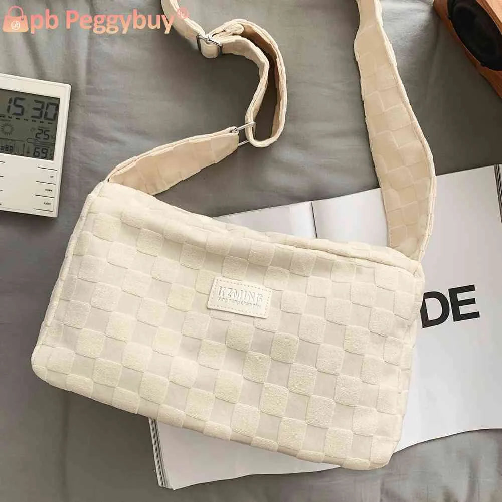 Plaid Crossbody Bag for Women Zipper Handbag Travel Purse