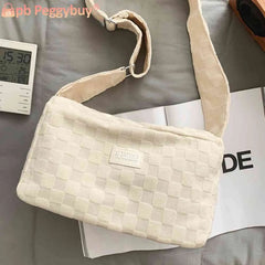 Plaid Crossbody Bag for Women Zipper Handbag Travel Purse