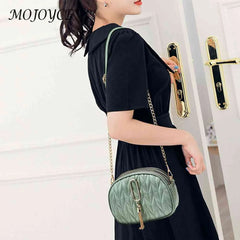 Solid Crossbody Bag with Tassel Pendant for Women