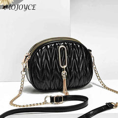 Solid Crossbody Bag with Tassel Pendant for Women