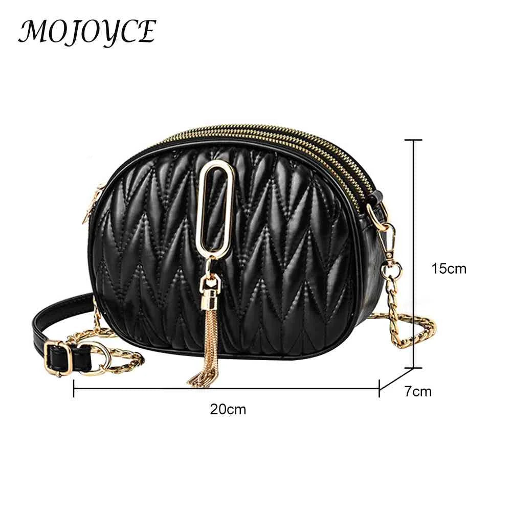 Solid Crossbody Bag with Tassel Pendant for Women