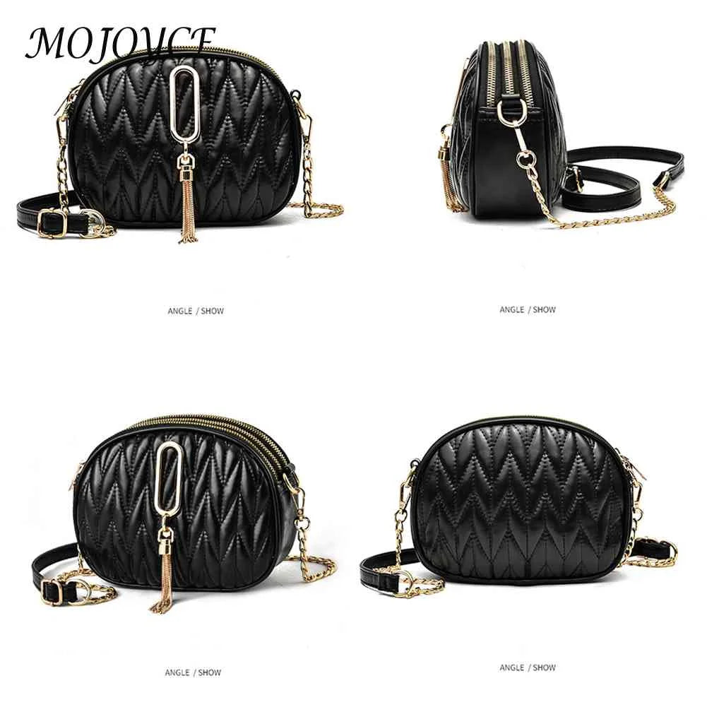 Solid Crossbody Bag with Tassel Pendant for Women