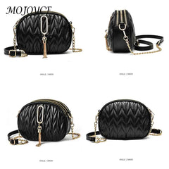 Solid Crossbody Bag with Tassel Pendant for Women