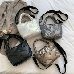 Cotton Padded Crossbody Bag Quilted for Travel Work Daily