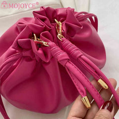 Y2K Style Crossbody Bag Leather Drawstring High Street Sweet Girls Purse
