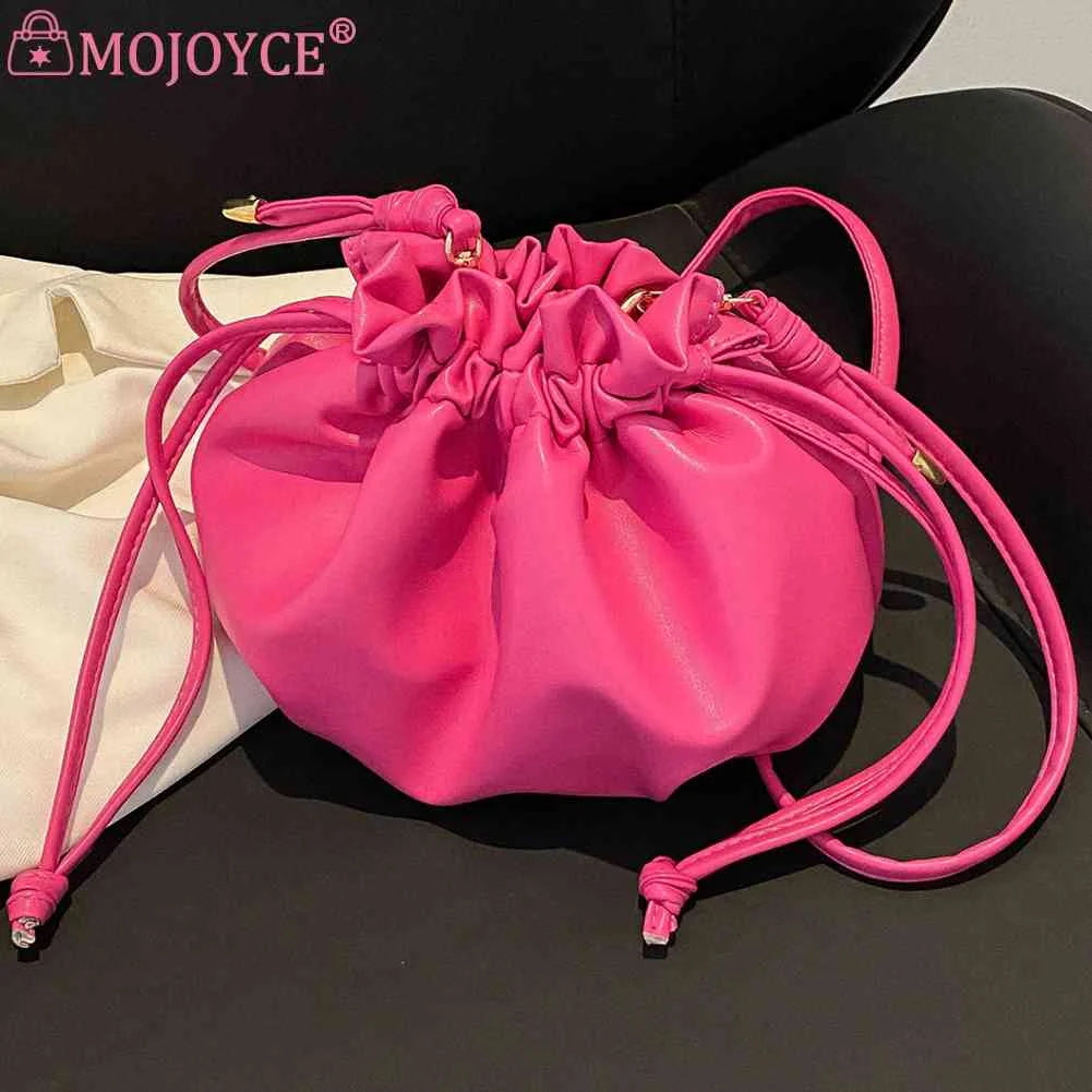 Y2K Style Crossbody Bag Leather Drawstring High Street Sweet Girls Purse