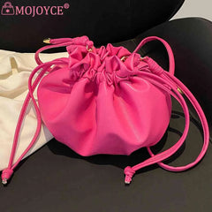 Y2K Style Crossbody Bag Leather Drawstring High Street Sweet Girls Purse