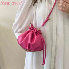 Y2K Style Crossbody Bag Leather Drawstring High Street Sweet Girls Purse