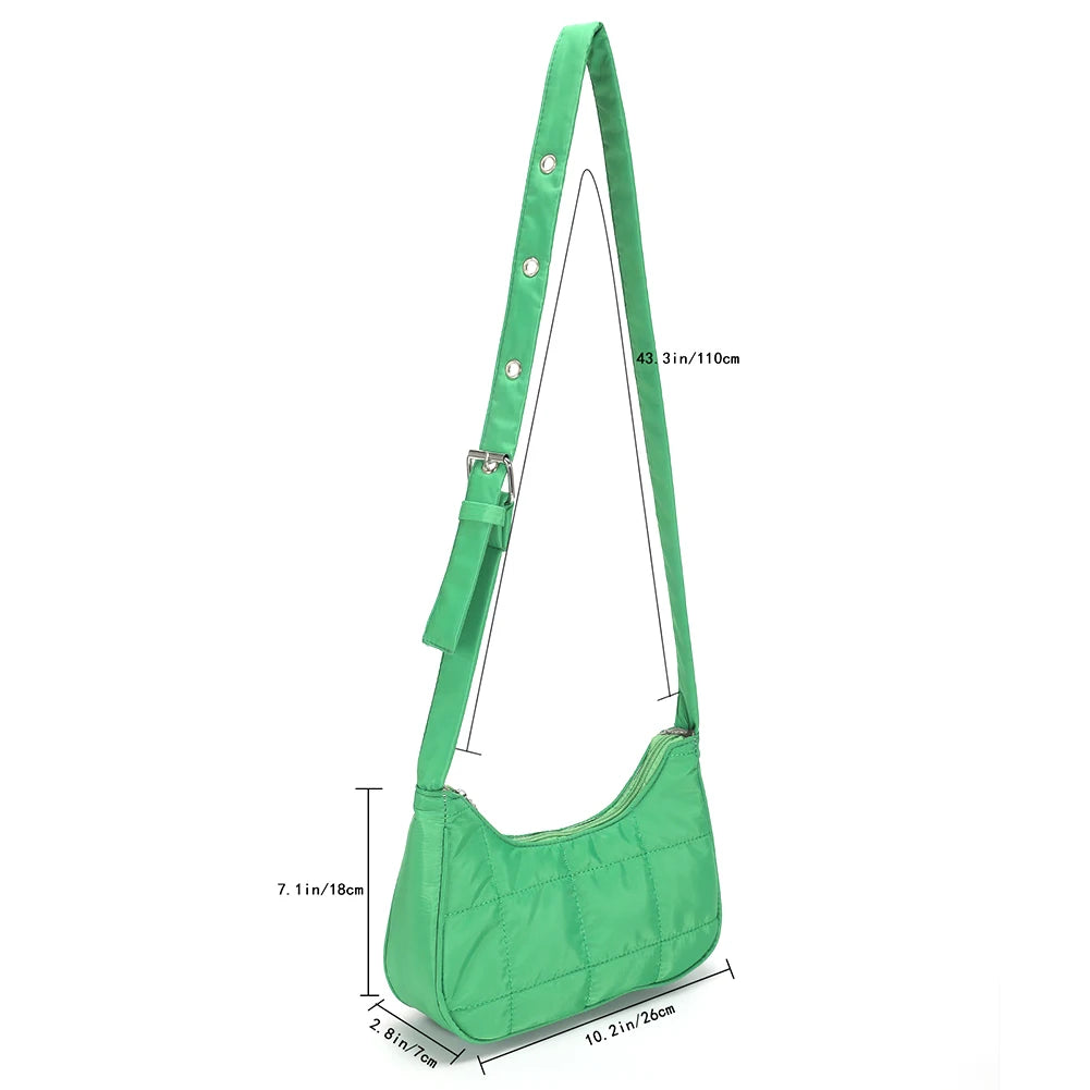 Quilted Nylon Crossbody Handbag for Ladies Girl Travel Purse
