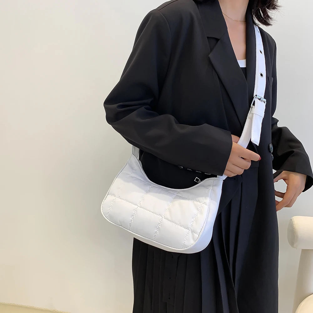 Quilted Nylon Crossbody Handbag for Ladies Girl Travel Purse