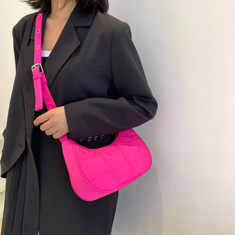 Quilted Nylon Crossbody Handbag for Ladies Girl Travel Purse