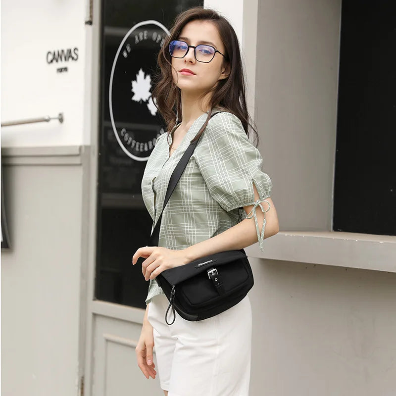 Nylon Shoulder Bag Top Handle Crossbody Messenger Purse for Women