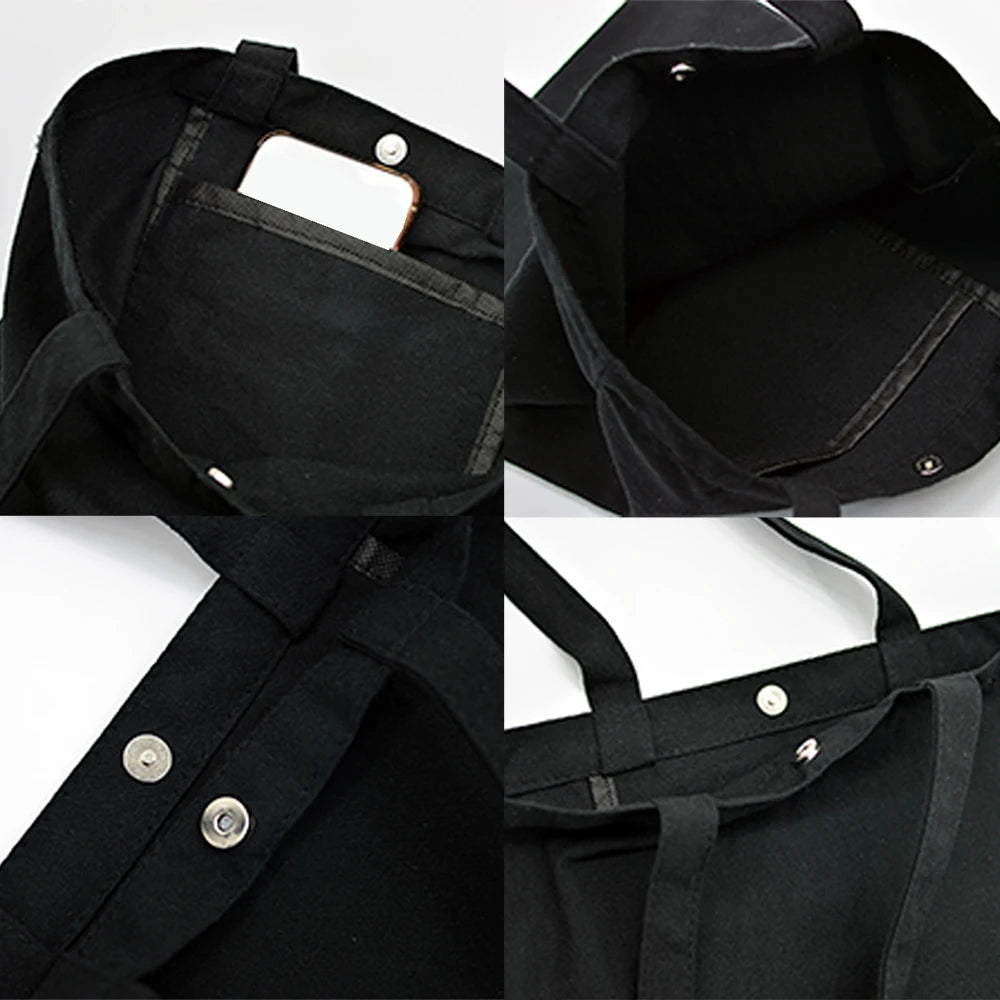 Eco Canvas Shopping Tote Bag with Pocket - Beige