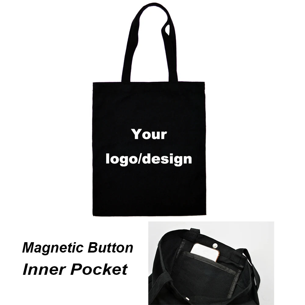 Eco Canvas Shopping Tote Bag with Pocket - Beige