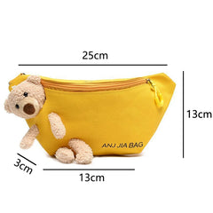 Bear Women's Waist Bag High Canvas Belt Bags Crossbody Chest Bag Female Solid Fa