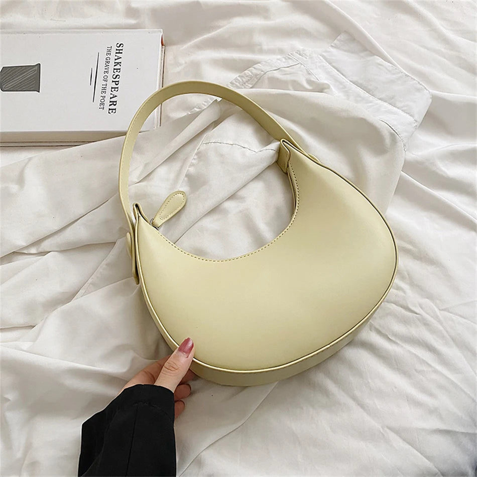 Small PU Leather Hobo Bag for Women Half Moon Shoulder Handbag Purse with Zipper