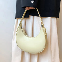 Small PU Leather Hobo Bag for Women Half Moon Shoulder Handbag Purse with Zipper