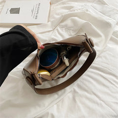 Small PU Leather Hobo Bag for Women Half Moon Shoulder Handbag Purse with Zipper