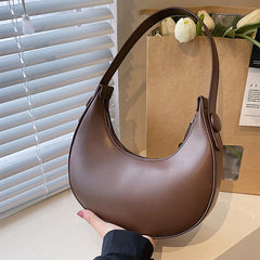 Small PU Leather Hobo Bag for Women Half Moon Shoulder Handbag Purse with Zipper