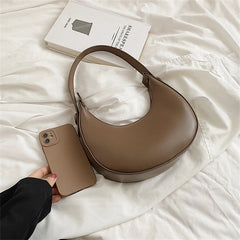 Small PU Leather Hobo Bag for Women Half Moon Shoulder Handbag Purse with Zipper