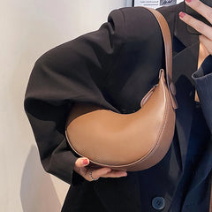 Small PU Leather Hobo Bag for Women Half Moon Shoulder Handbag Purse with Zipper