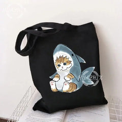 Funny Cat Shark Shopping Bag for Kids and Women