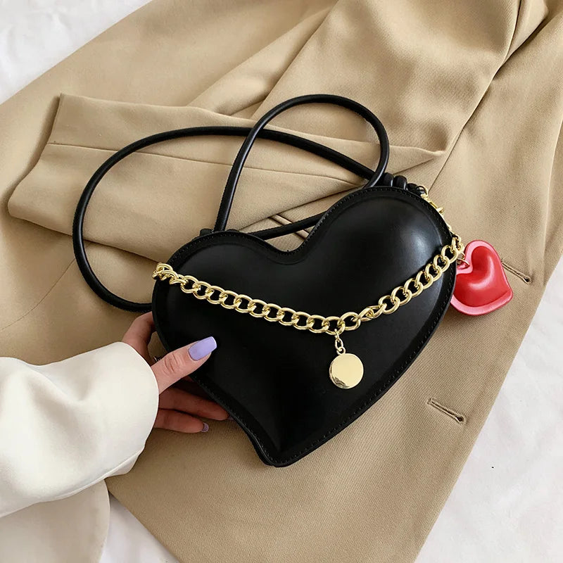 Heart Shaped Shoulder Bag Pu Leather Women Handbags Love Tote