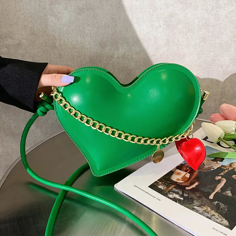Heart Shaped Shoulder Bag Pu Leather Women Handbags Love Tote