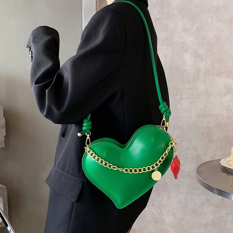Heart Shaped Shoulder Bag Pu Leather Women Handbags Love Tote