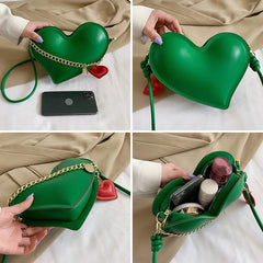 Heart Shaped Shoulder Bag Pu Leather Women Handbags Love Tote